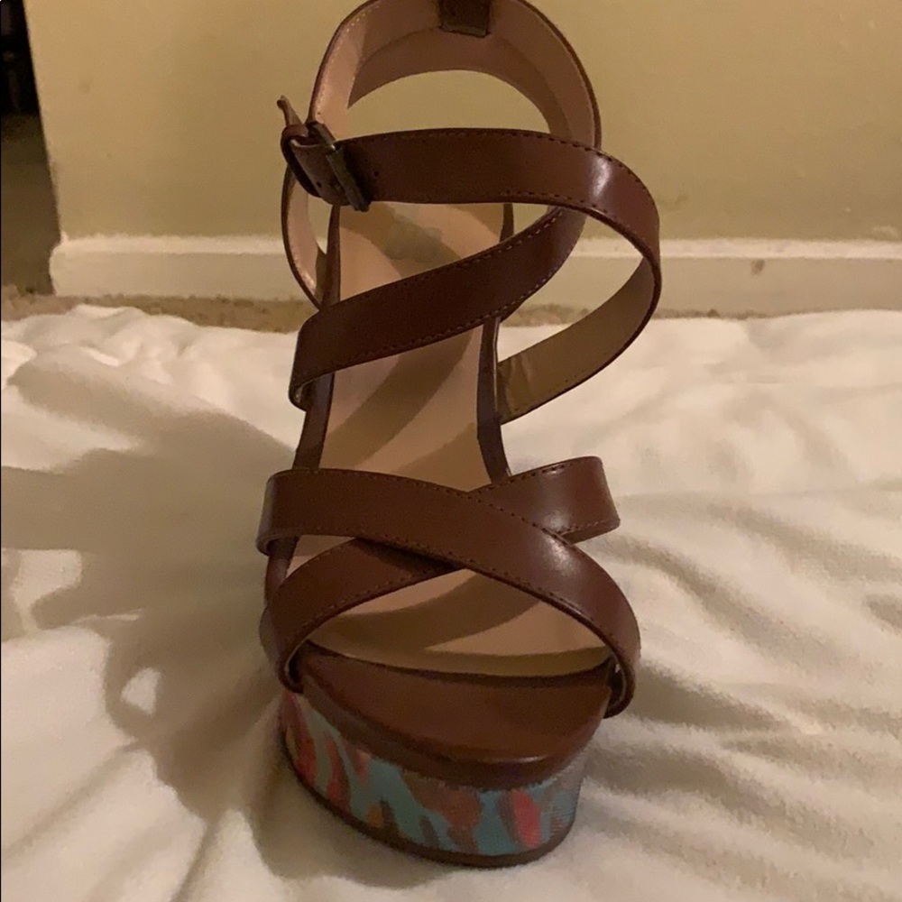 Multicolored cheetah wedge sandal